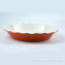 Custom Printed Wavy Lace Ceramic Pie Bakeware Pan